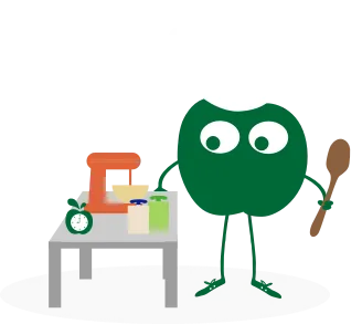 Apple in chef's hat, cooking